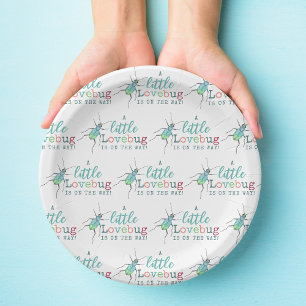 Little Love Bug on the Way Baby Shower Paper Plate
