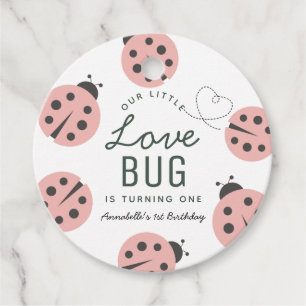 Little Love Bug Pink Ladybug Birthday Thank You Favour Tags