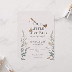 Little Love Bug QR Code Baby Shower Invitation