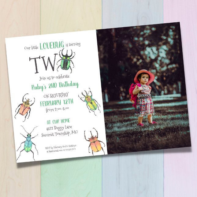 Little Love Bug Second Birthday Invitation (Creator Uploaded)