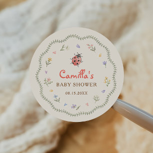 Little Love Bug Wildflower Baby Shower Classic Round Sticker
