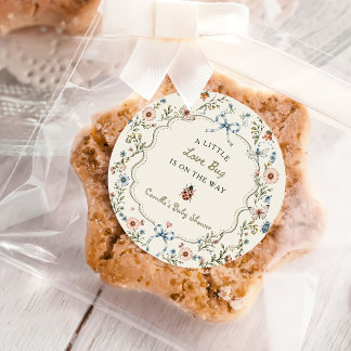 Little Love Bug Wildflower Baby Shower Classic Round Sticker