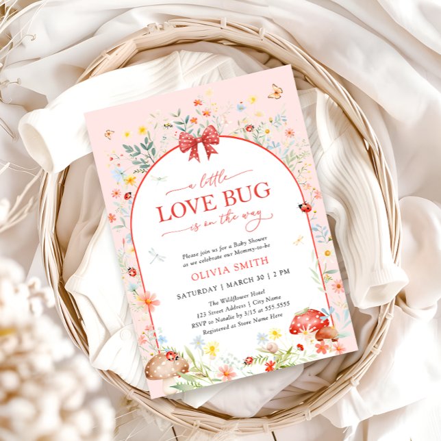 Little Love Bug Wildflower Baby Shower Invitation (Creator Uploaded)