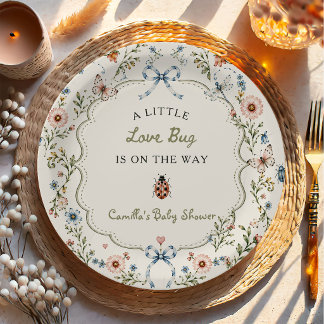 Little Love Bug Wildflower Baby Shower Paper Plate