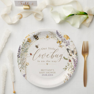 Little Love Bug Wildflower Baby Shower Paper Plate