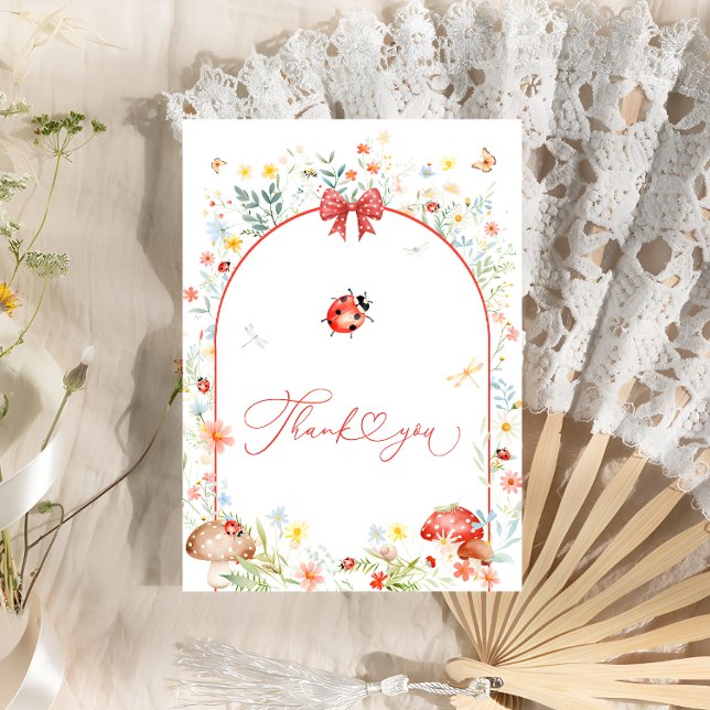 Little Love Bug Wildflower Baby Shower Thank You Card (Creator Uploaded)