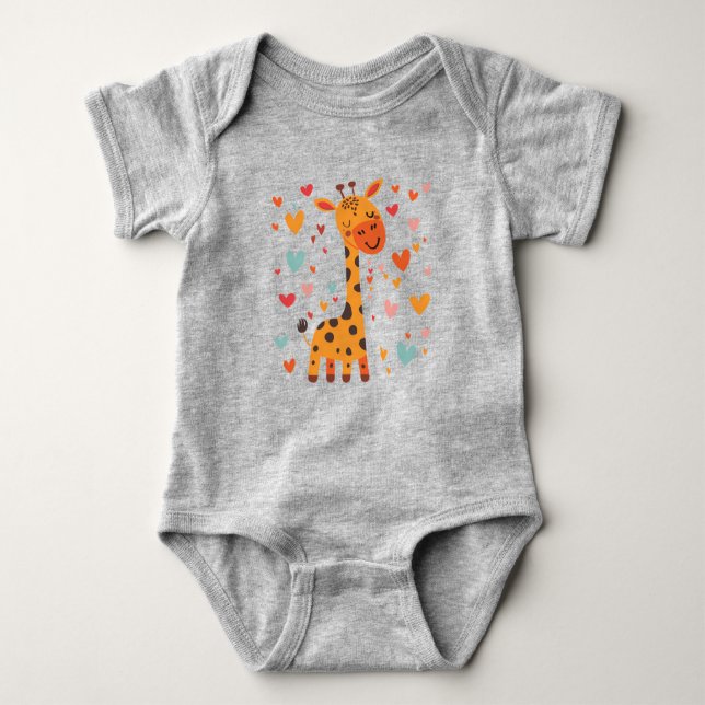 Little Love Giraffe Baby Baby Bodysuit (Front)