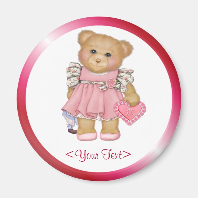 Little Love Teddy- Customise text Magnet (Front)