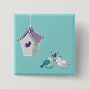 Little Lovebirds 15 Cm Square Badge