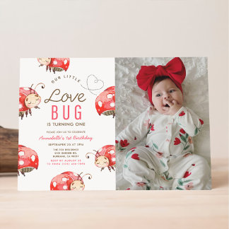 Little Lovebug Birthday Party Photo Invitation