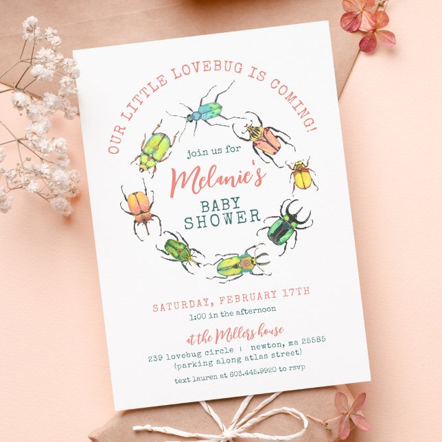 Little Lovebug Girls Baby Shower Invitation (Creator Uploaded)
