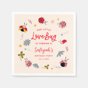 Little Lovebug Insect Birthday Party Napkin