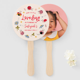 Little LoveBug Ladybug Birthday Party Photo  Hand Fan