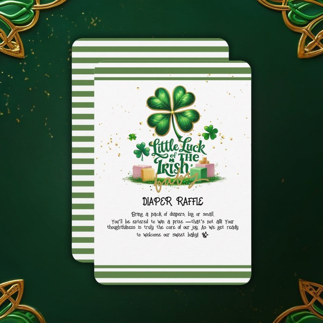Little luck of Irish Shamrock Gold Baby Shower Enclosure Card (Creator Uploaded)