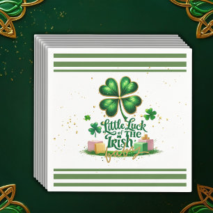 Little luck of Irish Shamrock Gold Baby Shower Napkin