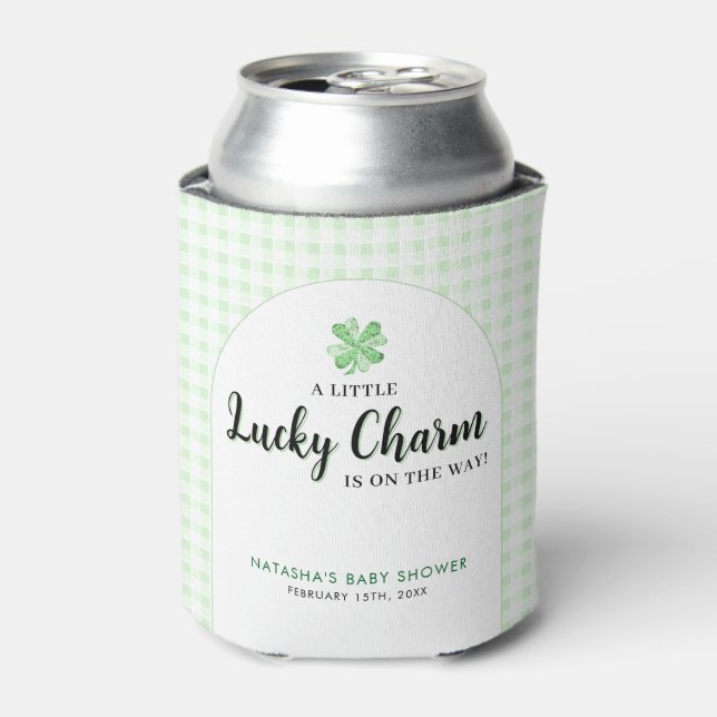 Little Lucky Charm | St Patrick's Day Baby Shower Can Cooler (Can Front)