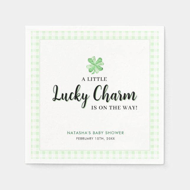 Little Lucky Charm | St Patrick's Day Baby Shower Napkin (Front)