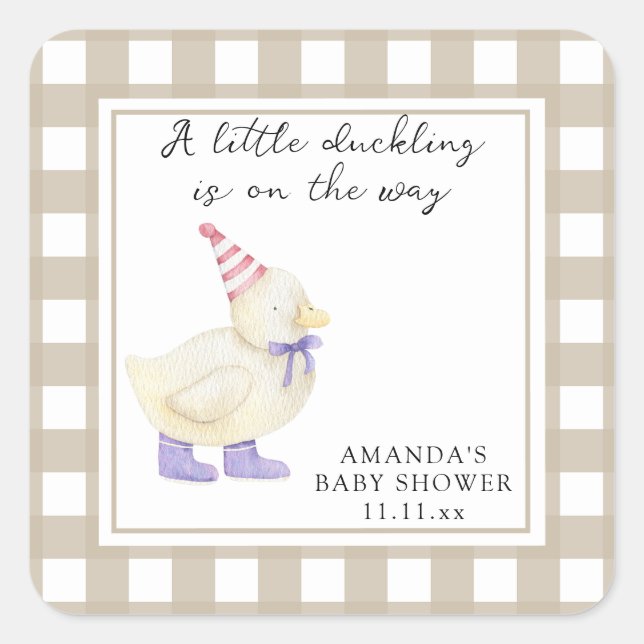 Little Lucky Duck Baby Shower  Square Sticker (Front)
