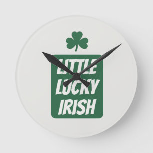Little Lucky Irish Cute Family St Patrick’s Day Round Clock