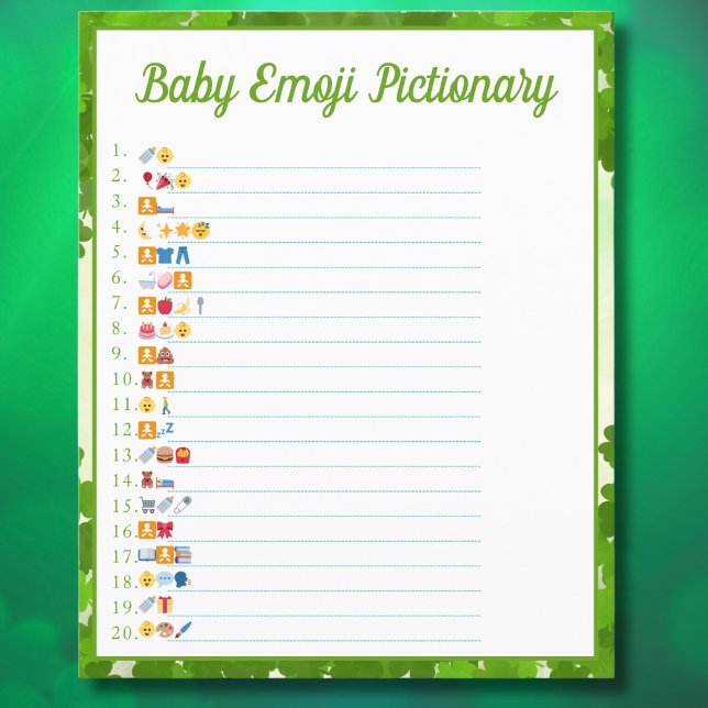 Little Lucky One Shamrock Baby Emoji Pictionary  Flyer (Creator Uploaded)