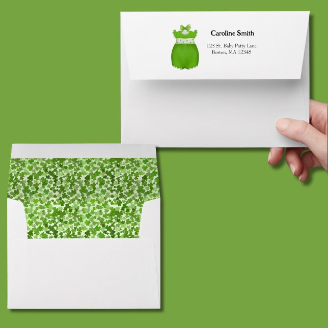 Little Lucky One Shamrock Baby Girl Baby Shower Envelope (Creator Uploaded)