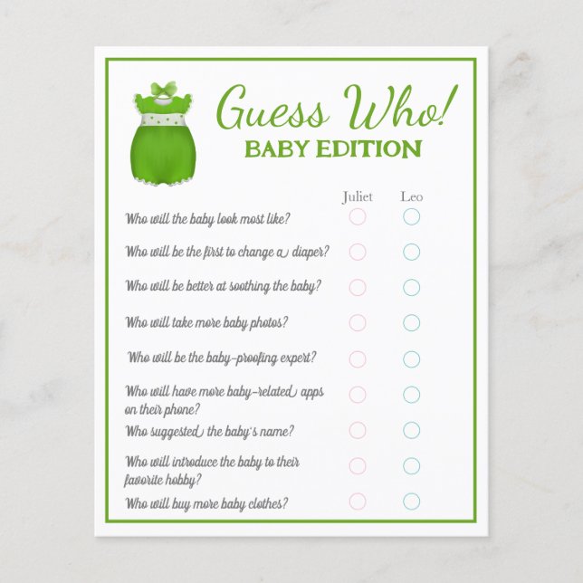 Little Lucky One Shamrock Baby Girl Guess Who Baby Flyer (Front)