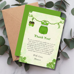 Little Lucky One Shamrock Baby Girl Outfit  Thank You Card