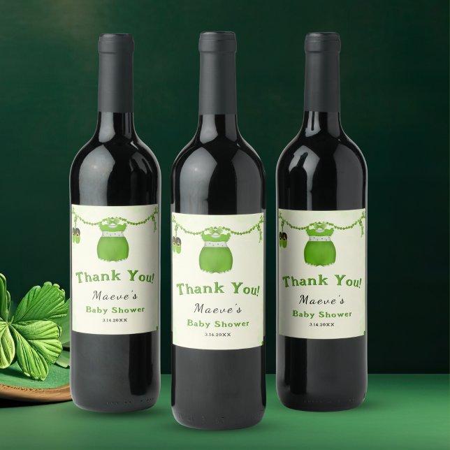 Little Lucky One Shamrock Baby Girl Outfit Wine Label (Creator Uploaded)