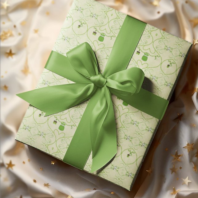 Little Lucky One Shamrock Baby Girl Outfit  Wrapping Paper (Creator Uploaded)