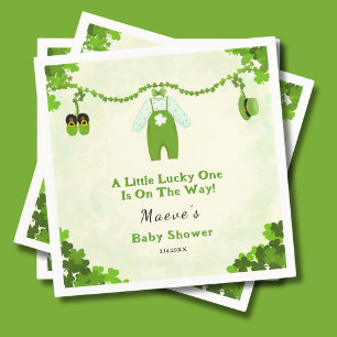 Little Lucky One Shamrock Baby Outfit Baby Shower Napkin