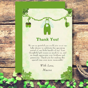 Little Lucky One Shamrock Baby Outfit Baby Shower Thank You Card