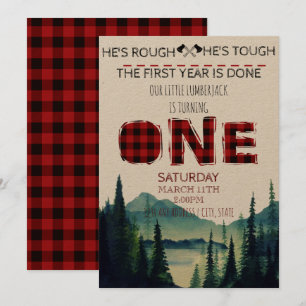 Little Lumberjack Birthday Invite - Buffalo Plaid