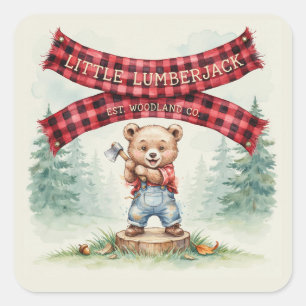 Little Lumberjack Is On The Way Boy Baby Shower Square Sticker