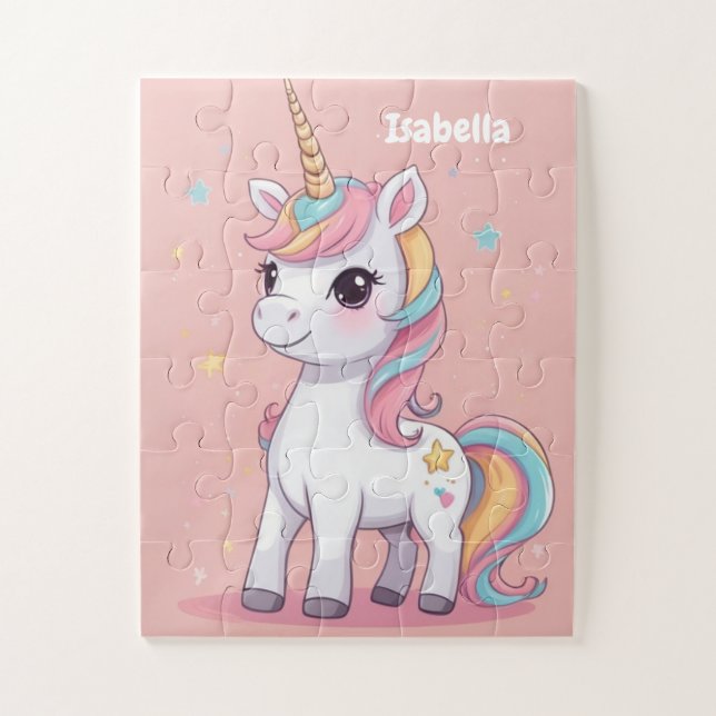 Little Magical Unicorn Personalised Kids Jigsaw Puzzle (Vertical)