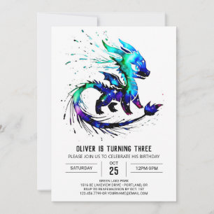 Little Majestic Dragon Digital Boy Birthday Invitation