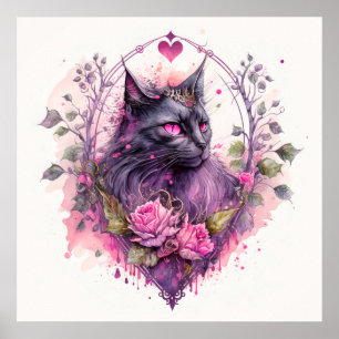 Little Majestic Kitty Cat Witch Poster