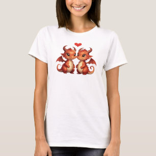 Little male and female orange dragons in love T-Shirt