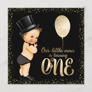Little Man 1st Birthday Invitation