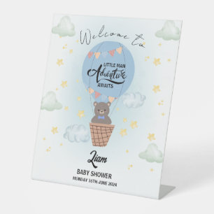 little man adventure awaits bear welcome pedestal sign