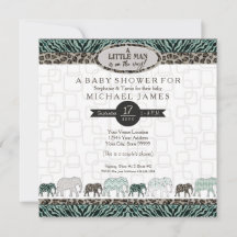 Little Man Baby Boy Safari Elephants Zebra Shower