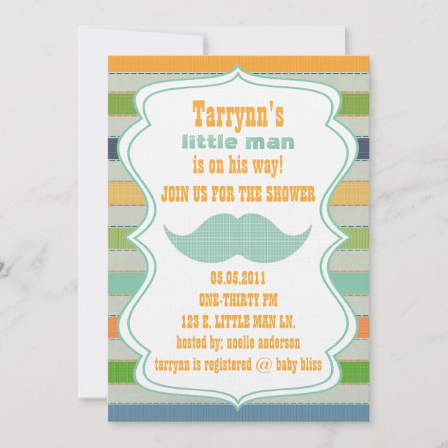 LITTLE MAN Baby Shower & Birthday Invitation (Front)