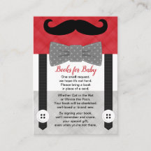 little man baby shower boy red grey book request