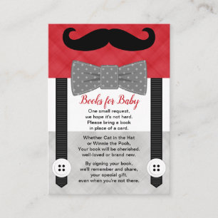 little man baby shower boy red grey book request enclosure card