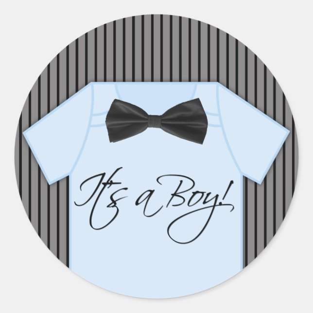 Little Man Baby Shower Classic Round Sticker (Front)