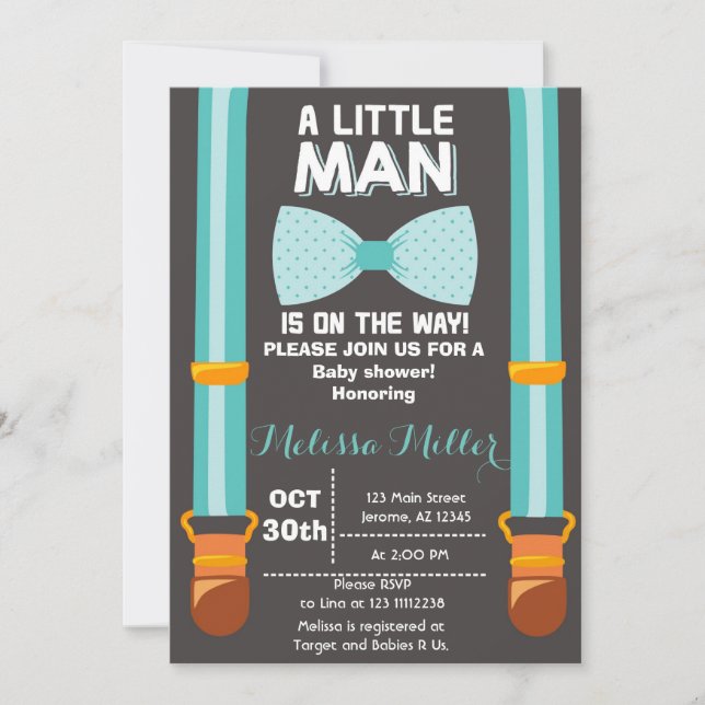 Little Man Baby Shower Invitation (Front)