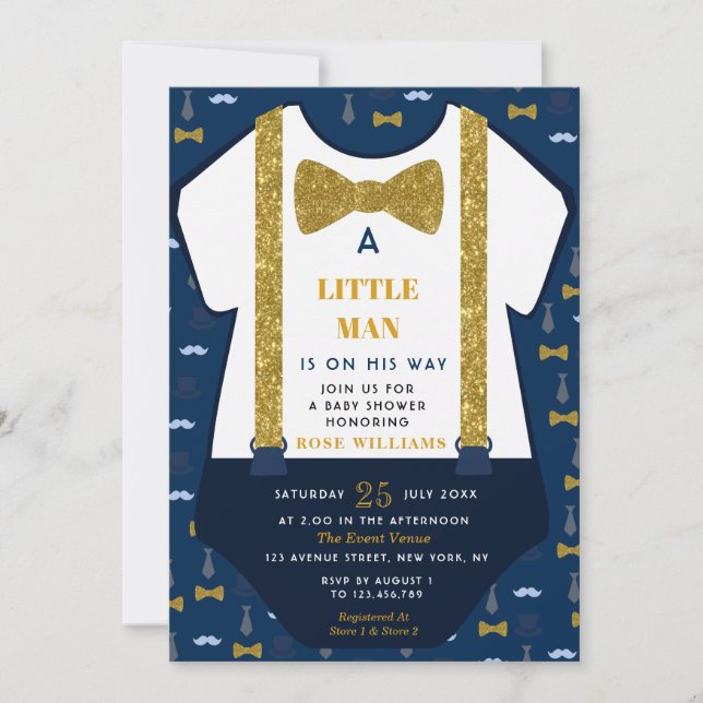 Little man baby shower invitation (Front)