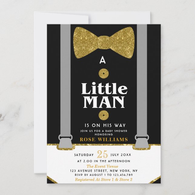 little man baby shower invitation (Front)