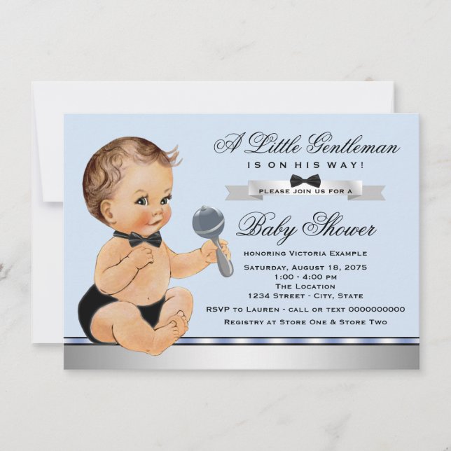 Little Man Baby Shower Invitation (Front)