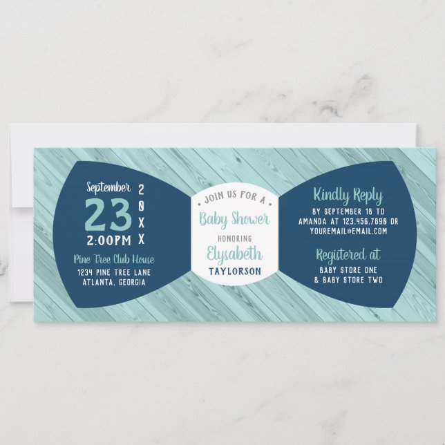 Little Man Baby Shower Invitation, Bow Tie Invitation (Front)