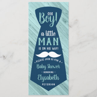Little Man Baby Shower Invitation, Tie, Navy, Aqua Invitation